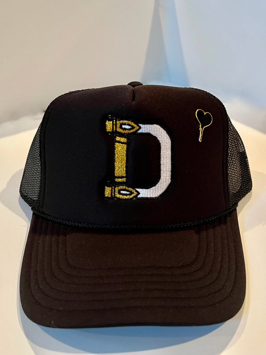 "Detroit, With Love." Black Poly Foam Trucker Hat